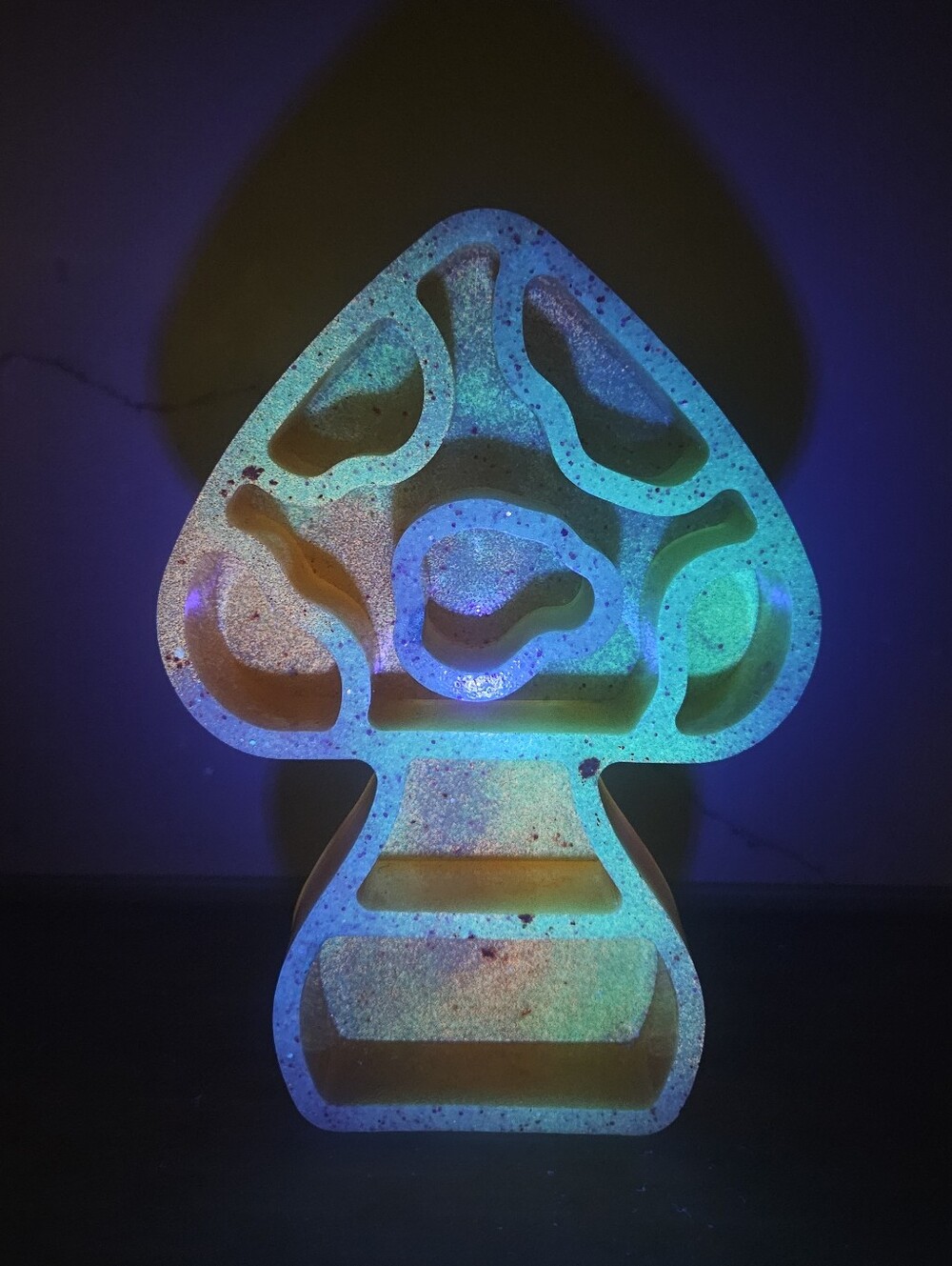Mushroom Trinket Display Shelf Glow In The Dark Glitter Resin Custom